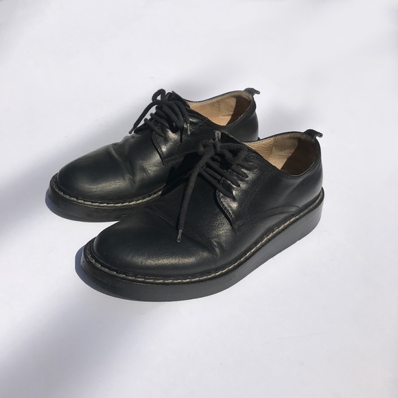 Ann Demeulemeester Shoes - ANN DEMEULEMEESTER black leather lace shoes